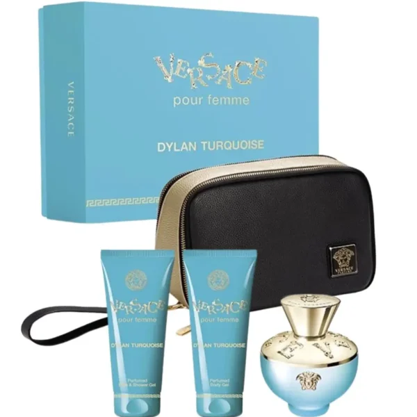 Versace Pour Femme Dylan Turquoise 4 pcs Gift Set Eau de Toilette EDT Spray for Women 3.4oz 100ml - UPC: 8011003871278