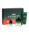 Coach Green 3 pcs Gift Set Eau de Toilette EDT Spray for Men 3.4oz 100ml - UPC: 3386460147378